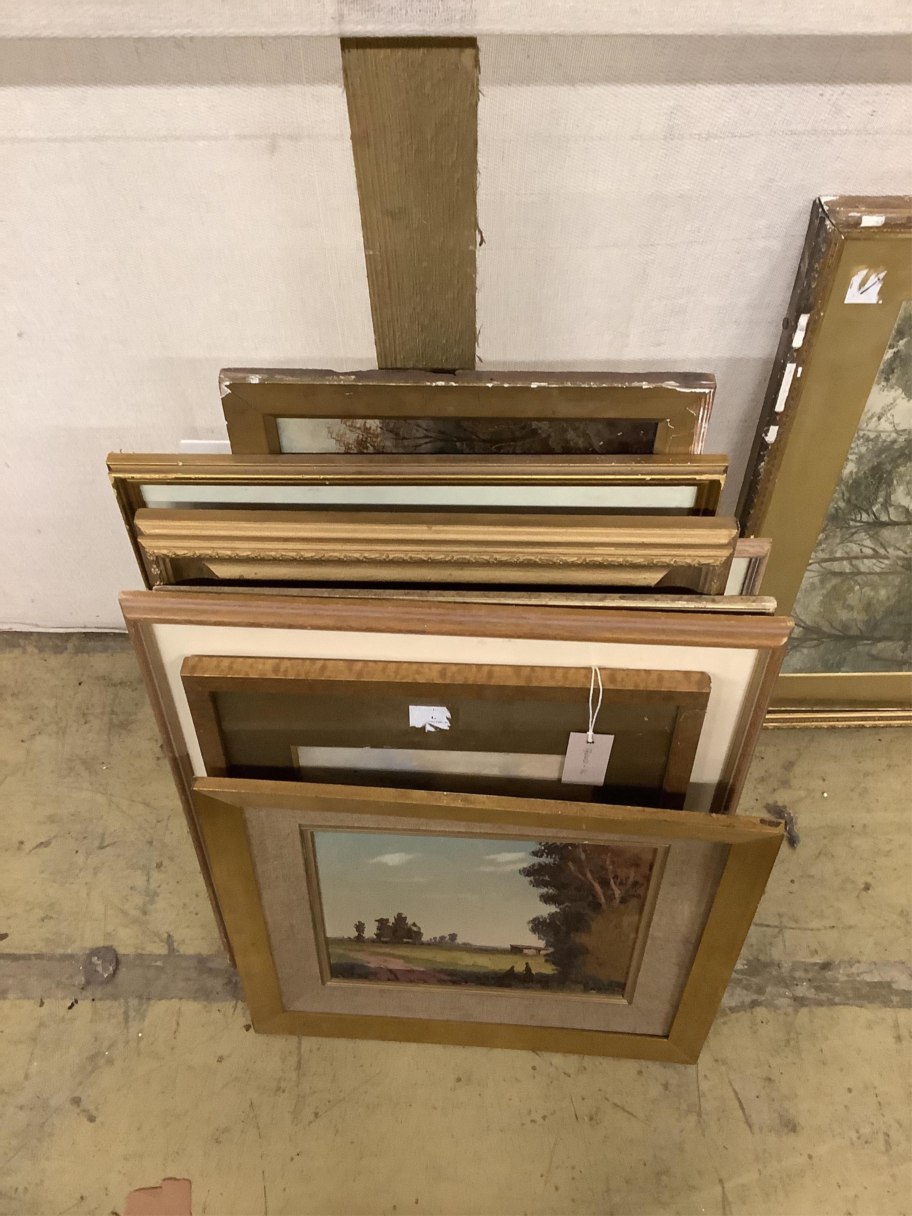 A quantity of watercolours, oils and prints. Condition - fair